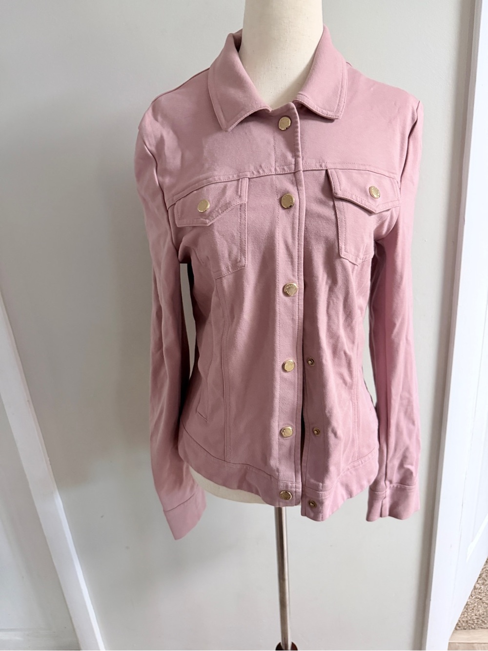 Women's Rose Pink Button-Front Jean Jacket